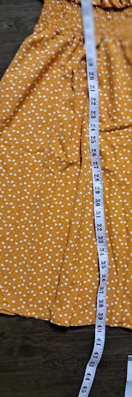 Mustard Yellow Heart Print Dress | Fits Women's Size 12 | Lightweight New - Picture 9 of 13